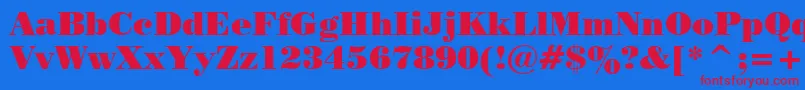 Pstrbod Font – Red Fonts on Blue Background