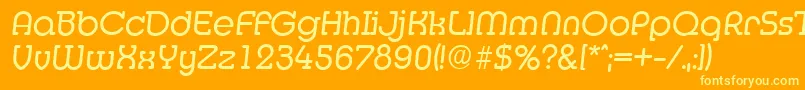 MexicoserialItalic-Schriftart – Gelbe Schriften auf orangefarbenem Hintergrund