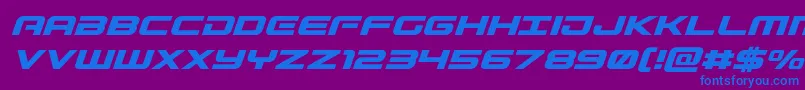 Gunshipital Font – Blue Fonts on Purple Background