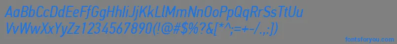 Czcionka PfdintextcondproItalic – niebieskie czcionki na szarym tle