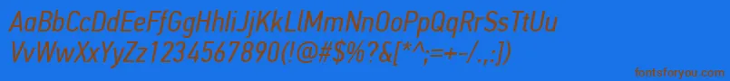 Fonte PfdintextcondproItalic – fontes marrons em um fundo azul
