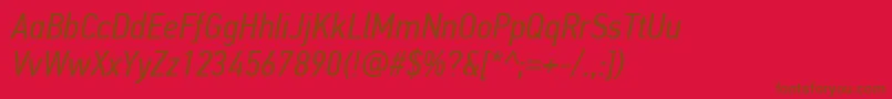 PfdintextcondproItalic Font – Brown Fonts on Red Background