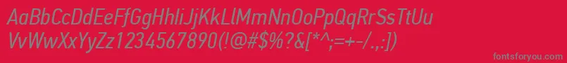 フォントPfdintextcondproItalic – 赤い背景に灰色の文字