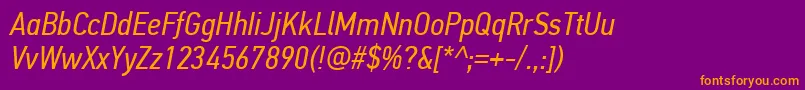 PfdintextcondproItalic Font – Orange Fonts on Purple Background