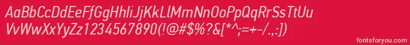 Fonte PfdintextcondproItalic – fontes rosa em um fundo vermelho