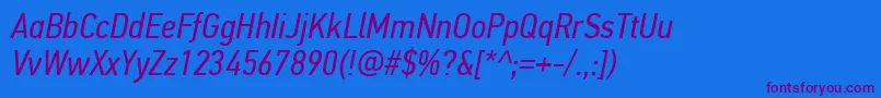 PfdintextcondproItalic Font – Purple Fonts on Blue Background