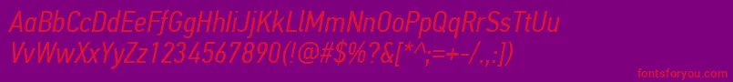 PfdintextcondproItalic Font – Red Fonts on Purple Background