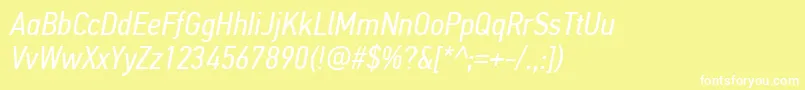 フォントPfdintextcondproItalic – 黄色い背景に白い文字