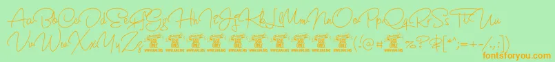 CrunchyPersonalUseOnly-Schriftart – Orangefarbene Schriften auf grünem Hintergrund