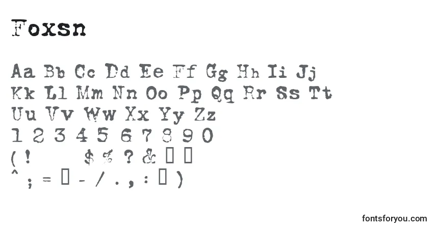 A fonte Foxsn – alfabeto, números, caracteres especiais