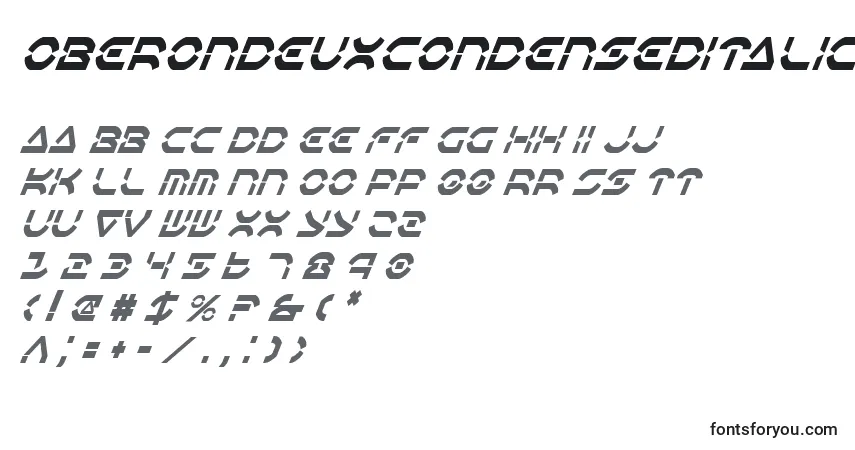 Schriftart OberonDeuxCondensedItalic – Alphabet, Zahlen, spezielle Symbole