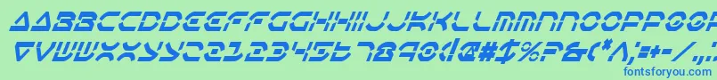 Шрифт OberonDeuxCondensedItalic – синие шрифты на зелёном фоне