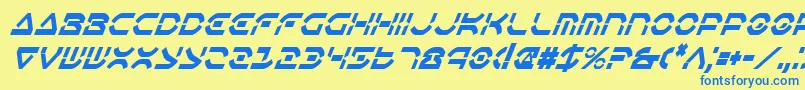 OberonDeuxCondensedItalic Font – Blue Fonts on Yellow Background