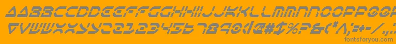 OberonDeuxCondensedItalic-Schriftart – Graue Schriften auf orangefarbenem Hintergrund