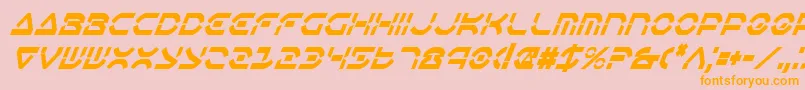 フォントOberonDeuxCondensedItalic – オレンジの文字がピンクの背景にあります。