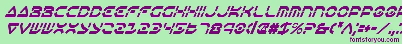 OberonDeuxCondensedItalic Font – Purple Fonts on Green Background