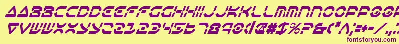 OberonDeuxCondensedItalic Font – Purple Fonts on Yellow Background