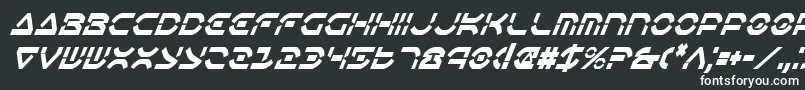 OberonDeuxCondensedItalic-fontti – valkoiset fontit mustalla taustalla
