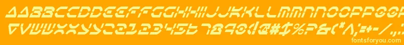 OberonDeuxCondensedItalic-fontti – keltaiset fontit oranssilla taustalla