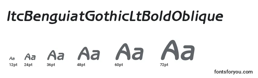 Размеры шрифта ItcBenguiatGothicLtBoldOblique