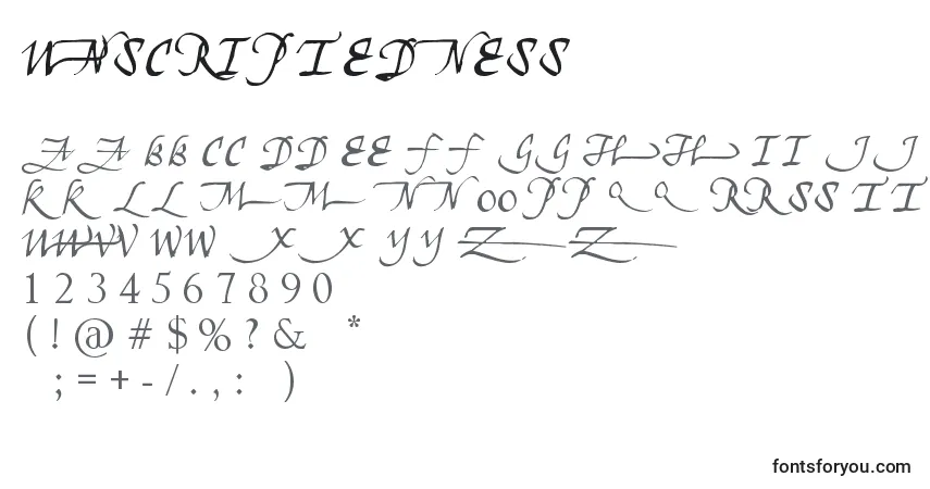 Schriftart Unscriptedness – Alphabet, Zahlen, spezielle Symbole