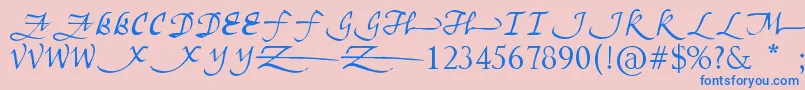 フォントUnscriptedness – ピンクの背景に青い文字