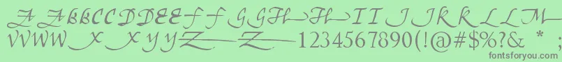 フォントUnscriptedness – 緑の背景に灰色の文字