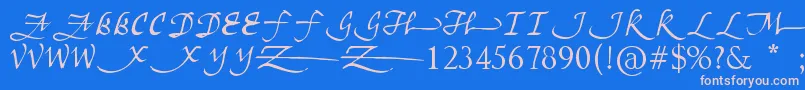 フォントUnscriptedness – ピンクの文字、青い背景