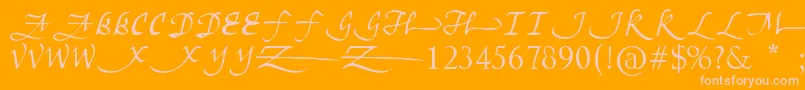 Unscriptedness-Schriftart – Rosa Schriften auf orangefarbenem Hintergrund