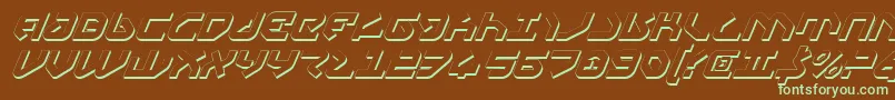 フォントYahrenv2si – 緑色の文字が茶色の背景にあります。