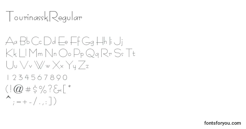 TourinasskRegularフォント–アルファベット、数字、特殊文字