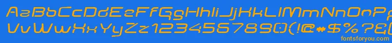 Aunchantedexpandedboldoblique Font – Orange Fonts on Blue Background