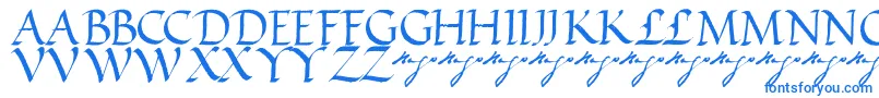 Fonte VictorhugoRegular – fontes azuis em um fundo branco