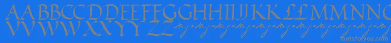 VictorhugoRegular-Schriftart – Graue Schriften auf blauem Hintergrund