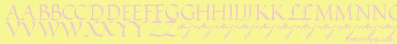 VictorhugoRegular-Schriftart – Rosa Schriften auf gelbem Hintergrund