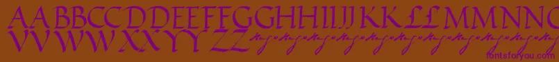 VictorhugoRegular-Schriftart – Violette Schriften auf braunem Hintergrund