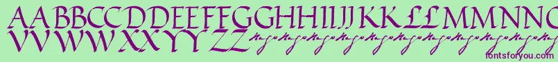 Fonte VictorhugoRegular – fontes roxas em um fundo verde