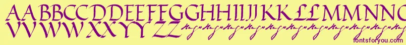 Czcionka VictorhugoRegular – fioletowe czcionki na żółtym tle