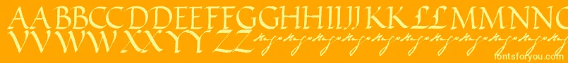 Czcionka VictorhugoRegular – żółte czcionki na pomarańczowym tle