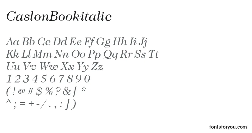 Fuente CaslonBookitalic - alfabeto, números, caracteres especiales