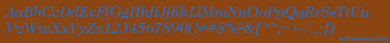 CaslonBookitalic-fontti – siniset fontit ruskealla taustalla