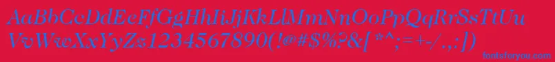 CaslonBookitalic-Schriftart – Blaue Schriften auf rotem Hintergrund