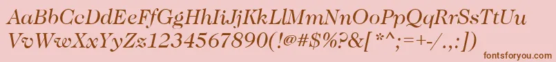 CaslonBookitalic-Schriftart – Braune Schriften auf rosa Hintergrund