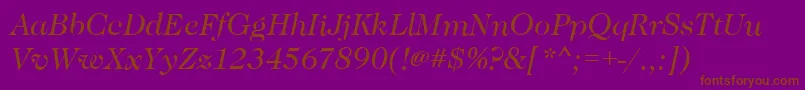 Czcionka CaslonBookitalic – brązowe czcionki na fioletowym tle