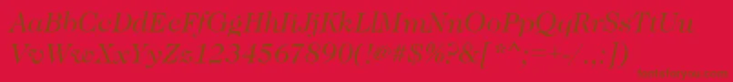 CaslonBookitalic-Schriftart – Braune Schriften auf rotem Hintergrund