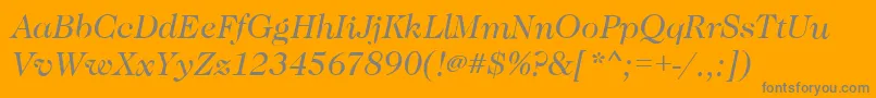 CaslonBookitalic-Schriftart – Graue Schriften auf orangefarbenem Hintergrund