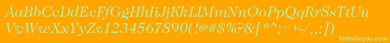 CaslonBookitalic-fontti – vihreät fontit oranssilla taustalla