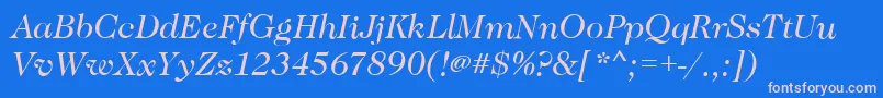 フォントCaslonBookitalic – ピンクの文字、青い背景