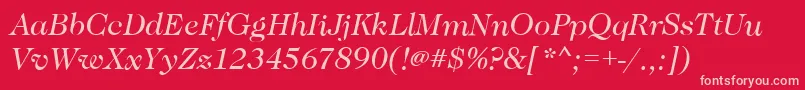 フォントCaslonBookitalic – 赤い背景にピンクのフォント