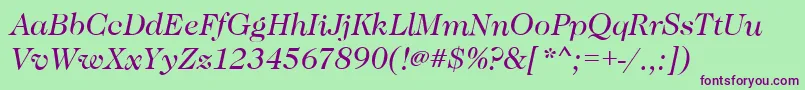 CaslonBookitalic Font – Purple Fonts on Green Background